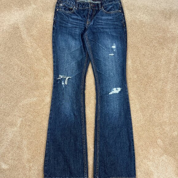 Y2K Aeropostale Hailey Flare Boot Cut Denim Jeans Size 5/6 Long Rip Distressed - Picture 1 of 10